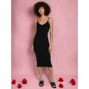 NWT - Good American Rib Midi Tank Dress in Black Size: 4(XL)